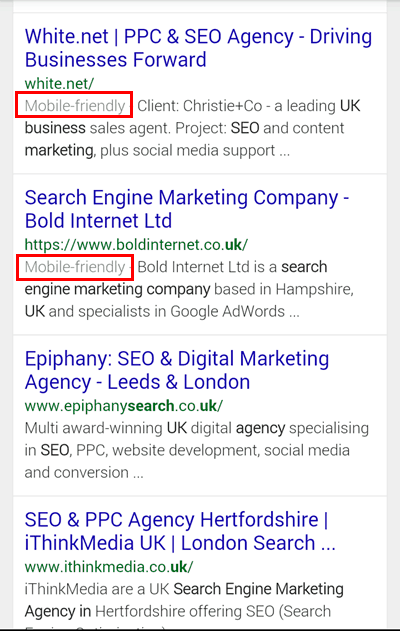 Mobile Friendly Google SERPs